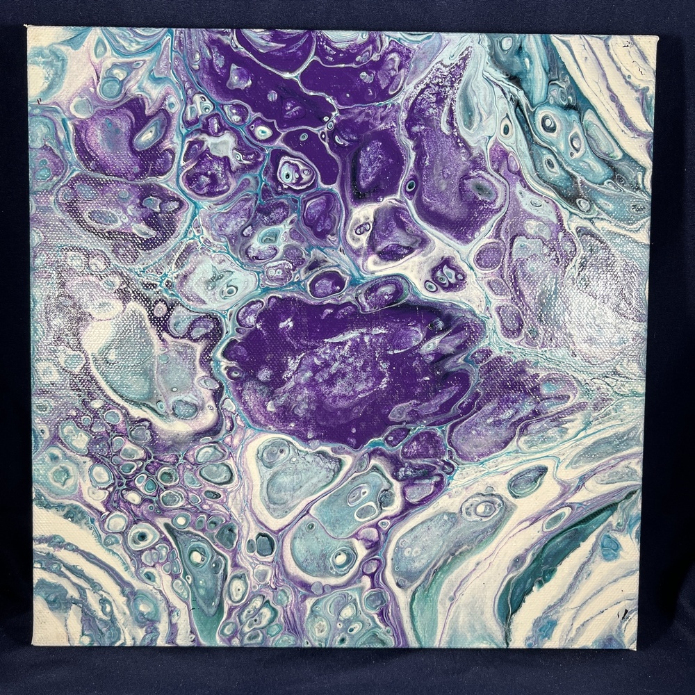 Rough Seas 10 x 10 Acrylic Pour Painting Kat Sanders Painting Abstract Fluid Art